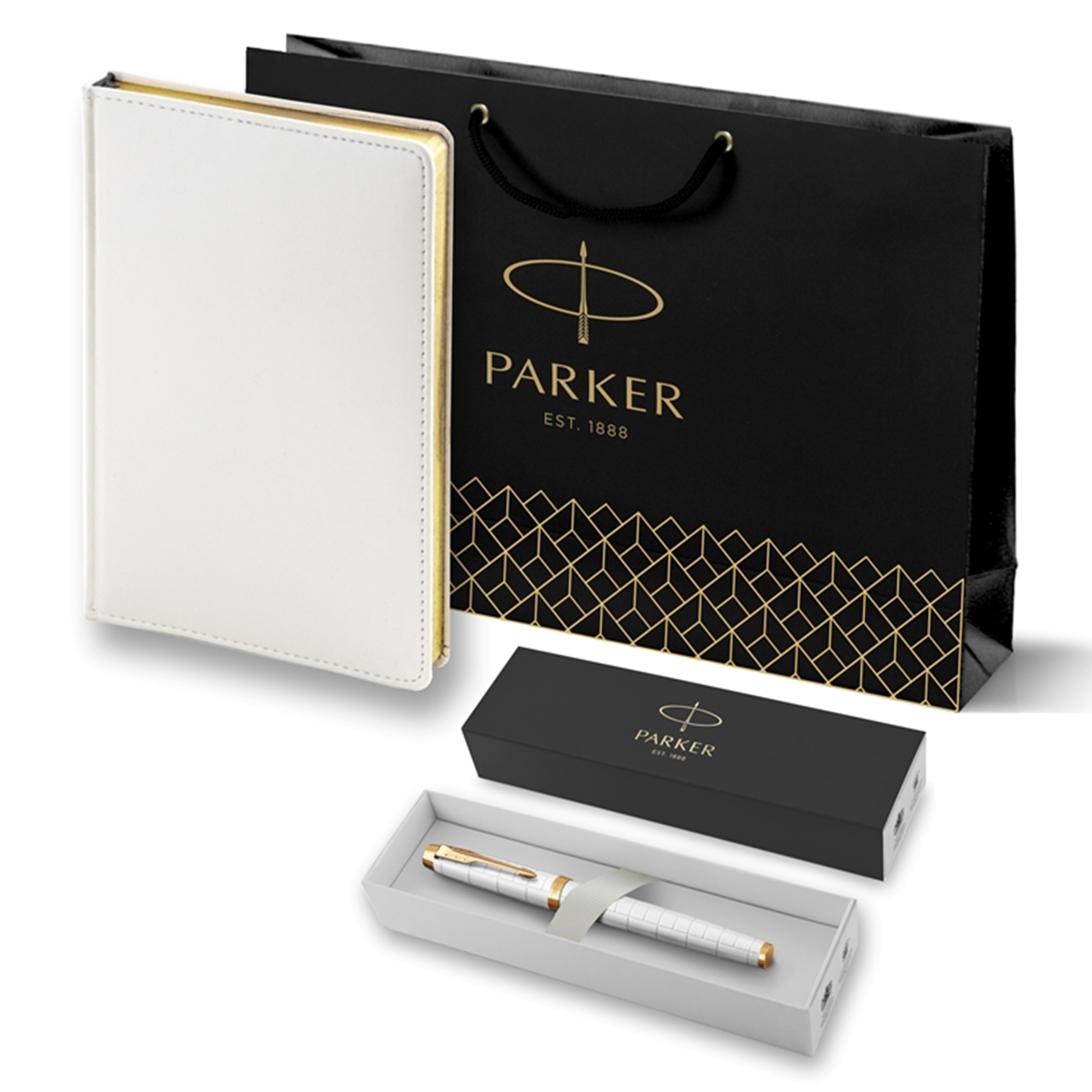Подарочный набор: ручка роллер Parker IM Premium T318 Pearl GT с ежедневником