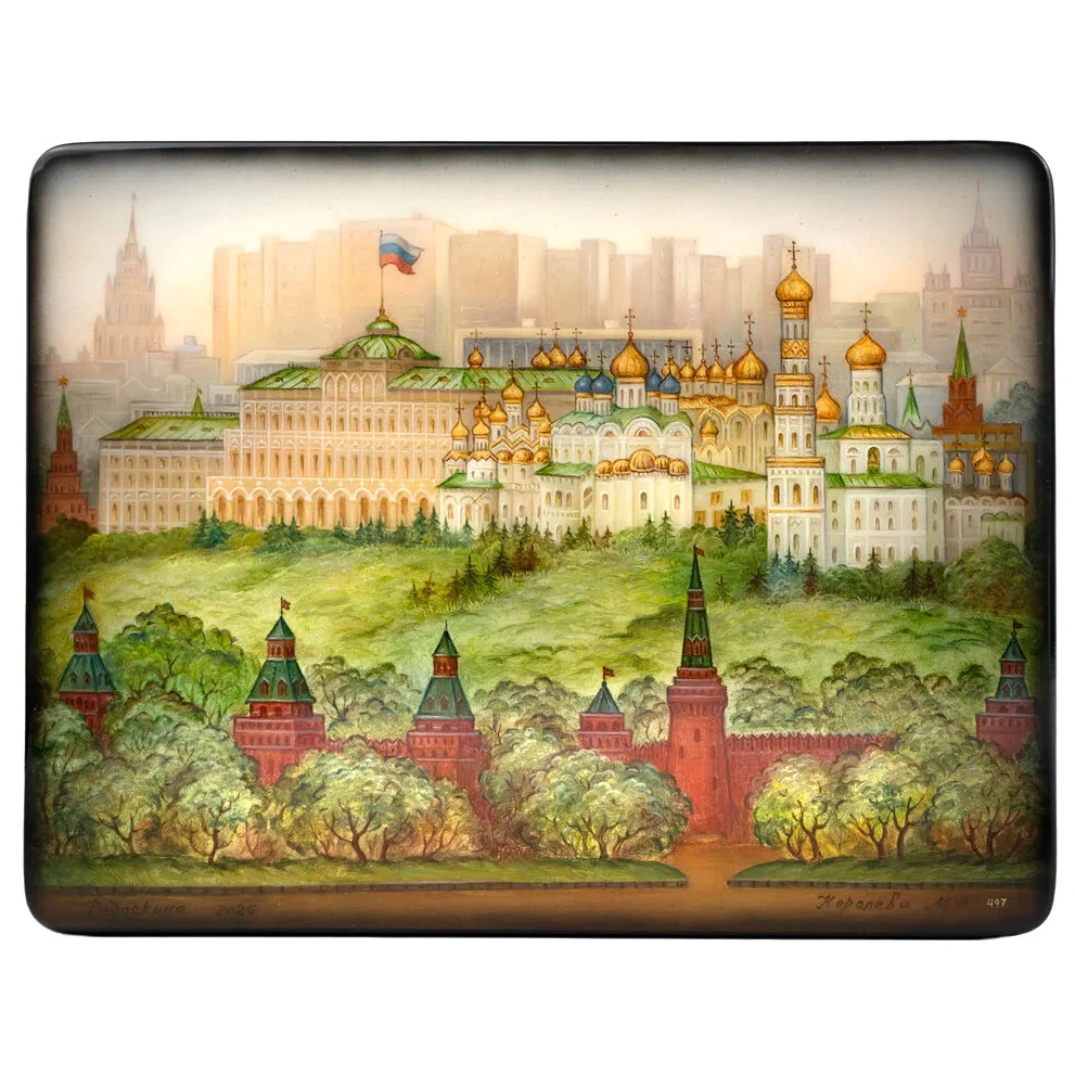 Шкатулка "Соборы Московского Кремля" Королева, Федоскино