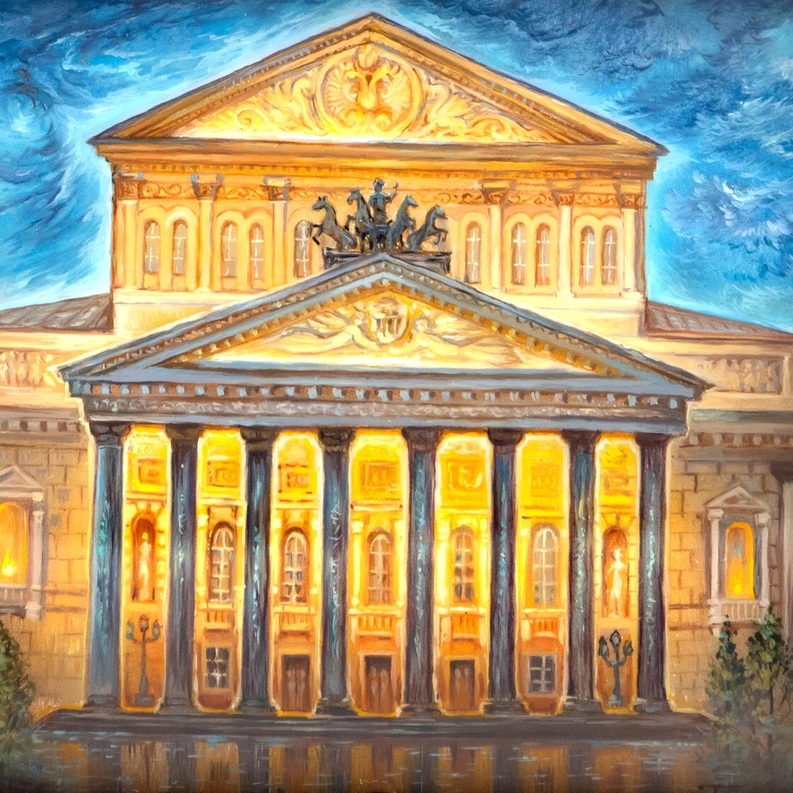 Шкатулка "Большой театр" Типяков, Федоскино