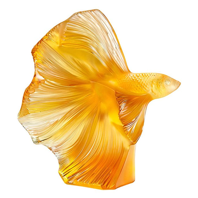 Хрустальная скульптура "Fighting Fish" оранжевая