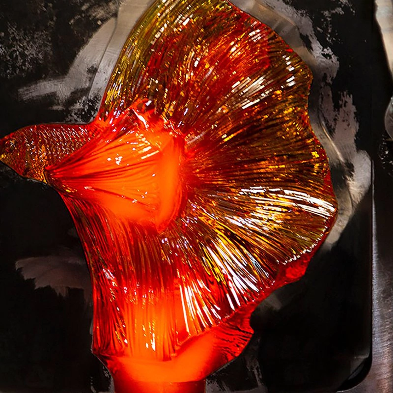 Хрустальная скульптура "Fighting Fish" оранжевая