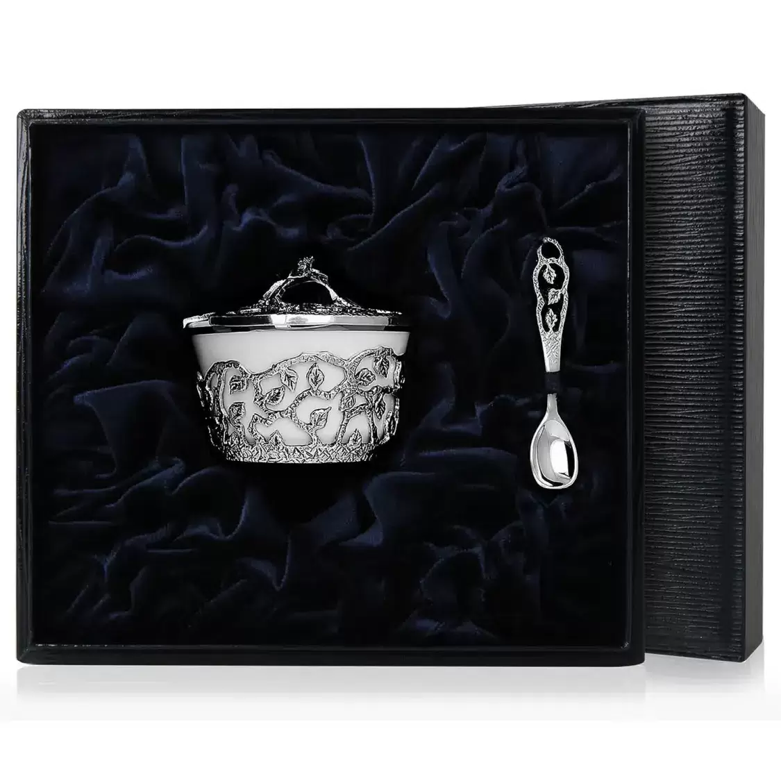 Silver salt shaker "Listopad" with blackening