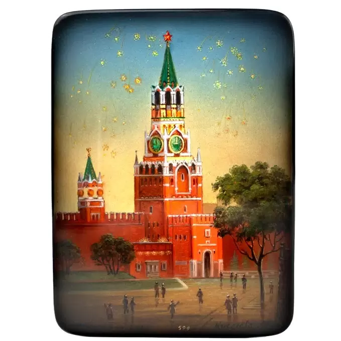Шкатулка "Спасская башня" Киселева, Федоскино