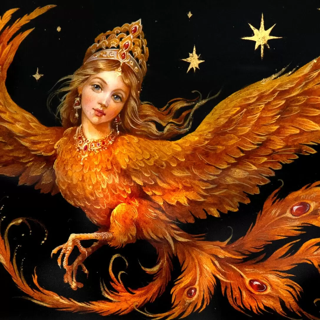 Шкатулка "Птица - сирин" Смирнова, Федоскино
