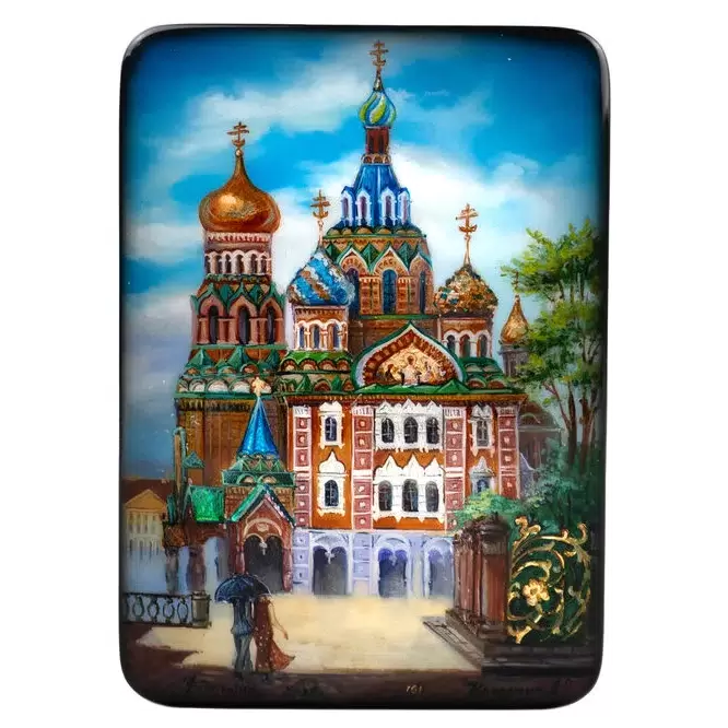 Шкатулка "Спас на Крови" Копялина, Федоскино