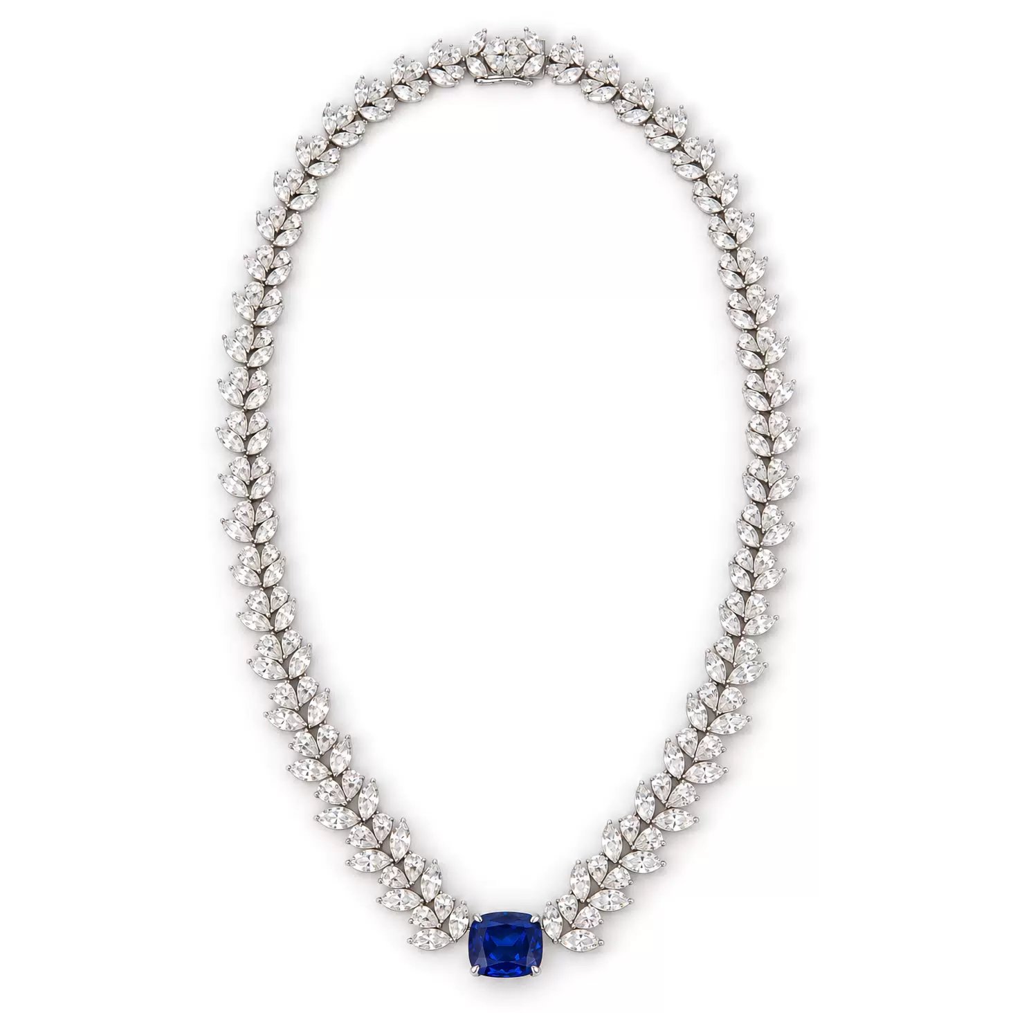 Колье из серебра с синтетическим сапфиром