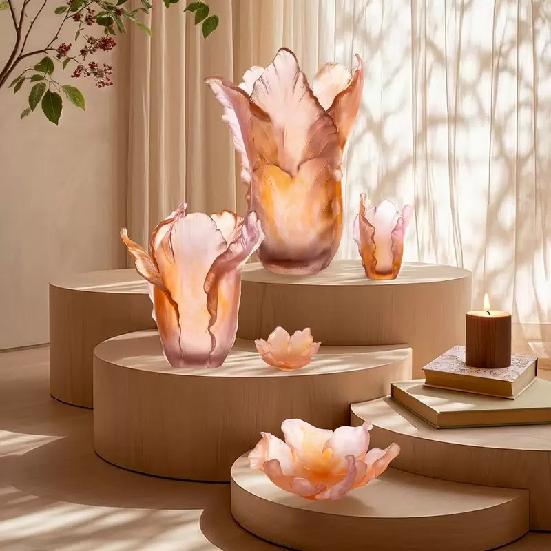 Хрустальное блюдо "Tulip" розовое
