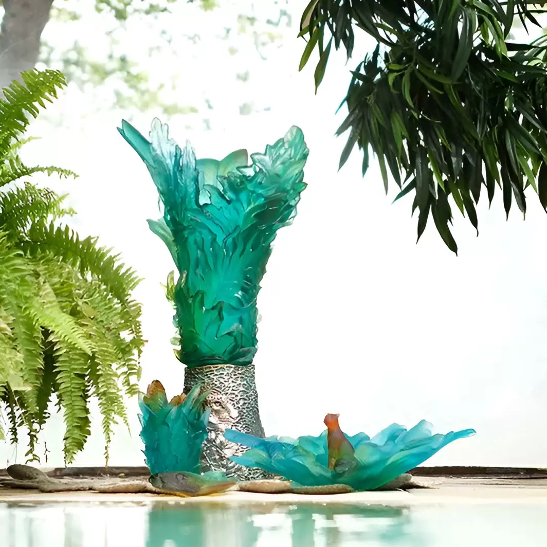 Хрустальное блюдо "Voyage tropical" зеленое