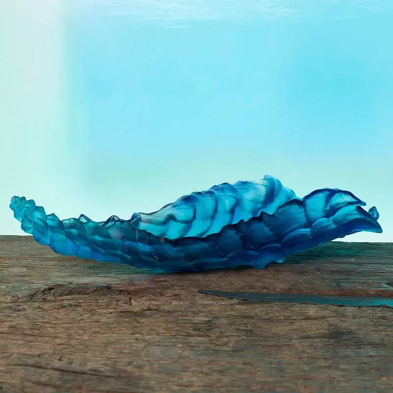 Хрустальное блюдо "Coral Sea" синее