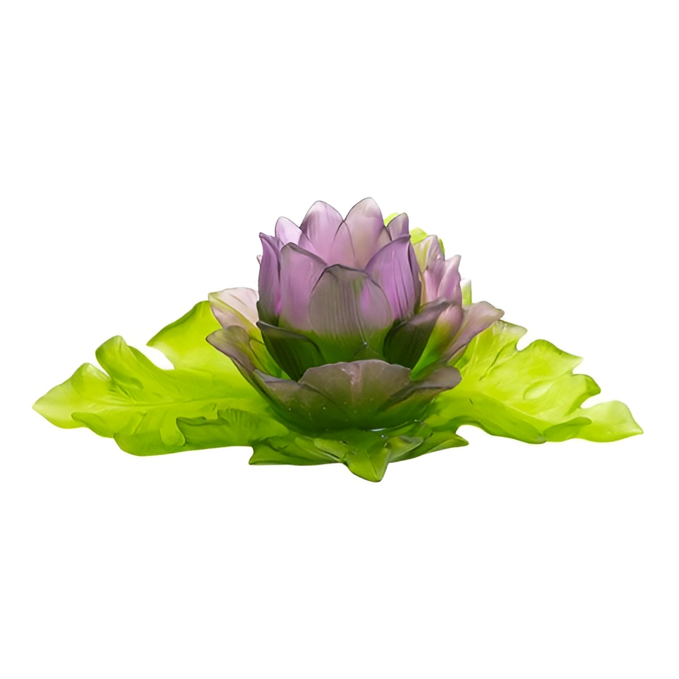 Хрустальное блюдо "Jardin de Lotus" фиолетово-зеленое