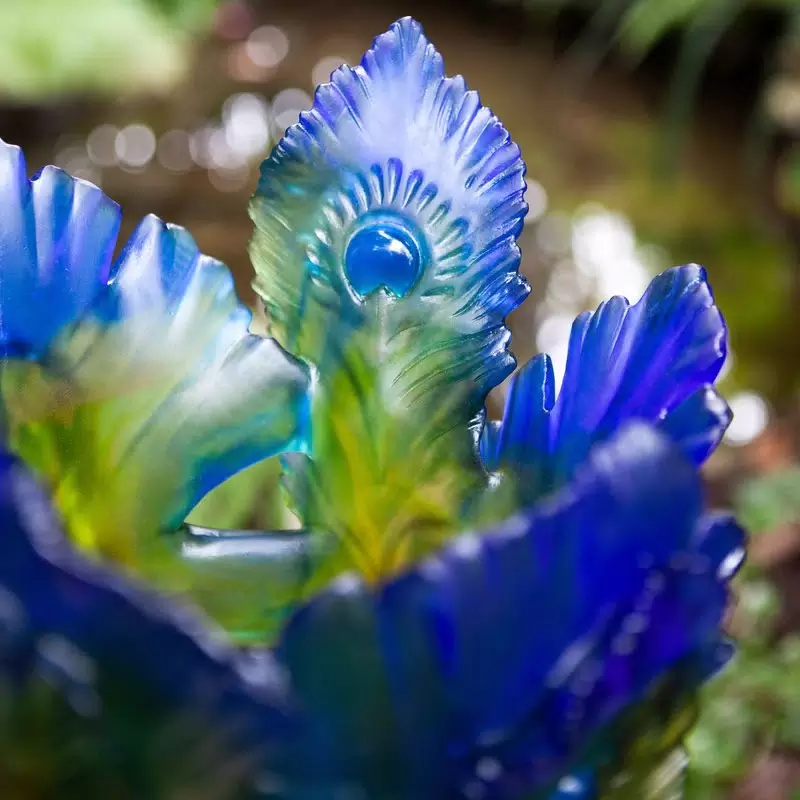 Хрустальная ваза "Fleur De Paon Exotique" 38.5 см, зеленая