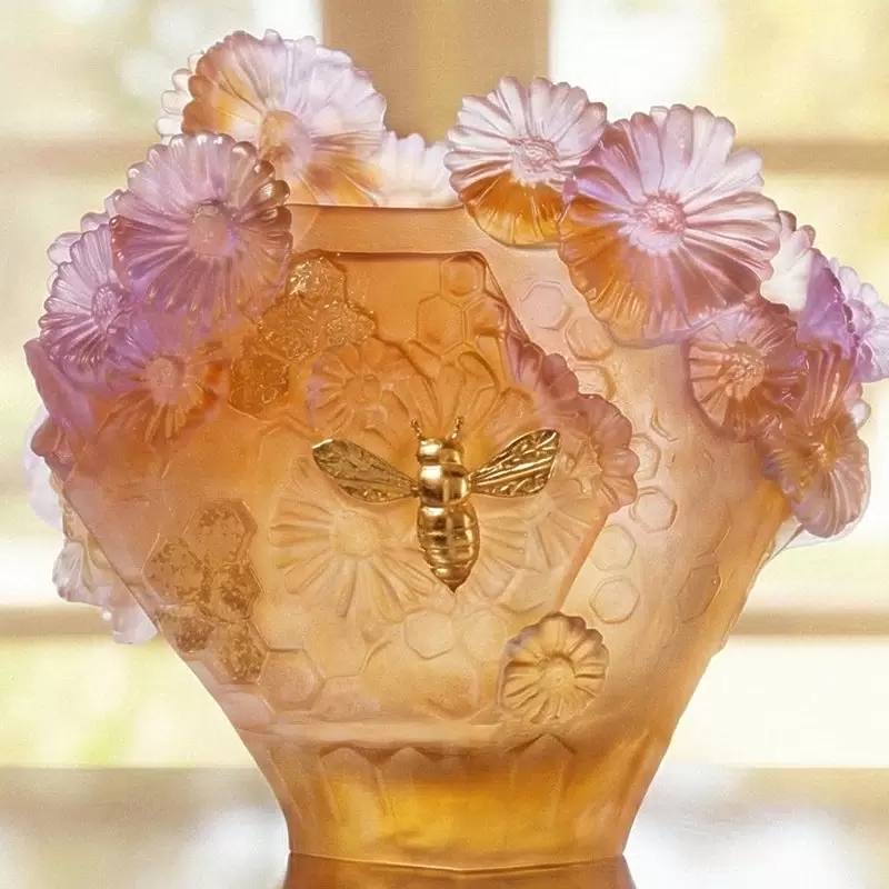 Хрустальная ваза "Or d'abeille" 22.5 см, оранжевая