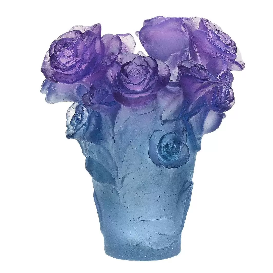 Хрустальная ваза "Rose Passion" 16 см, синяя