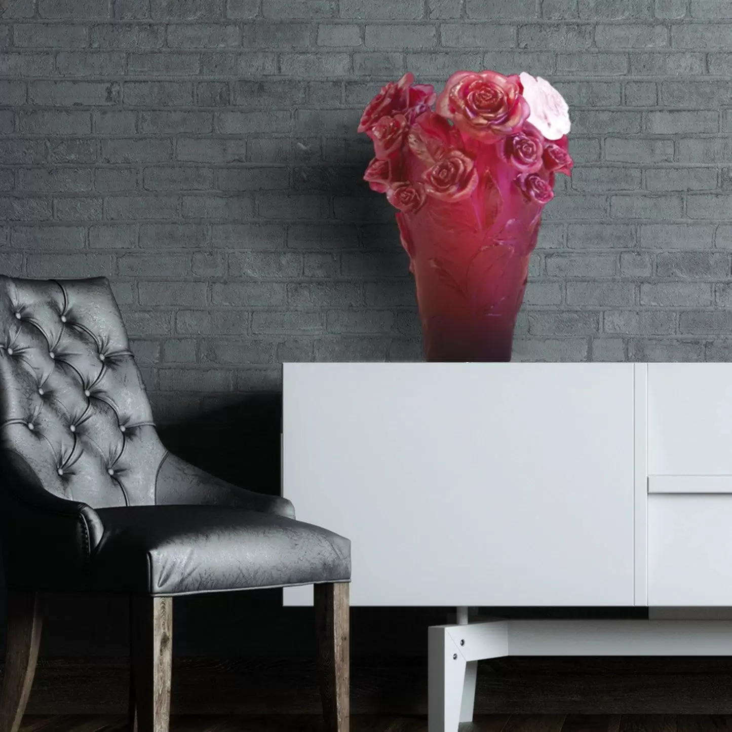 Хрустальная ваза "Rose Passion" 35 см, розовая