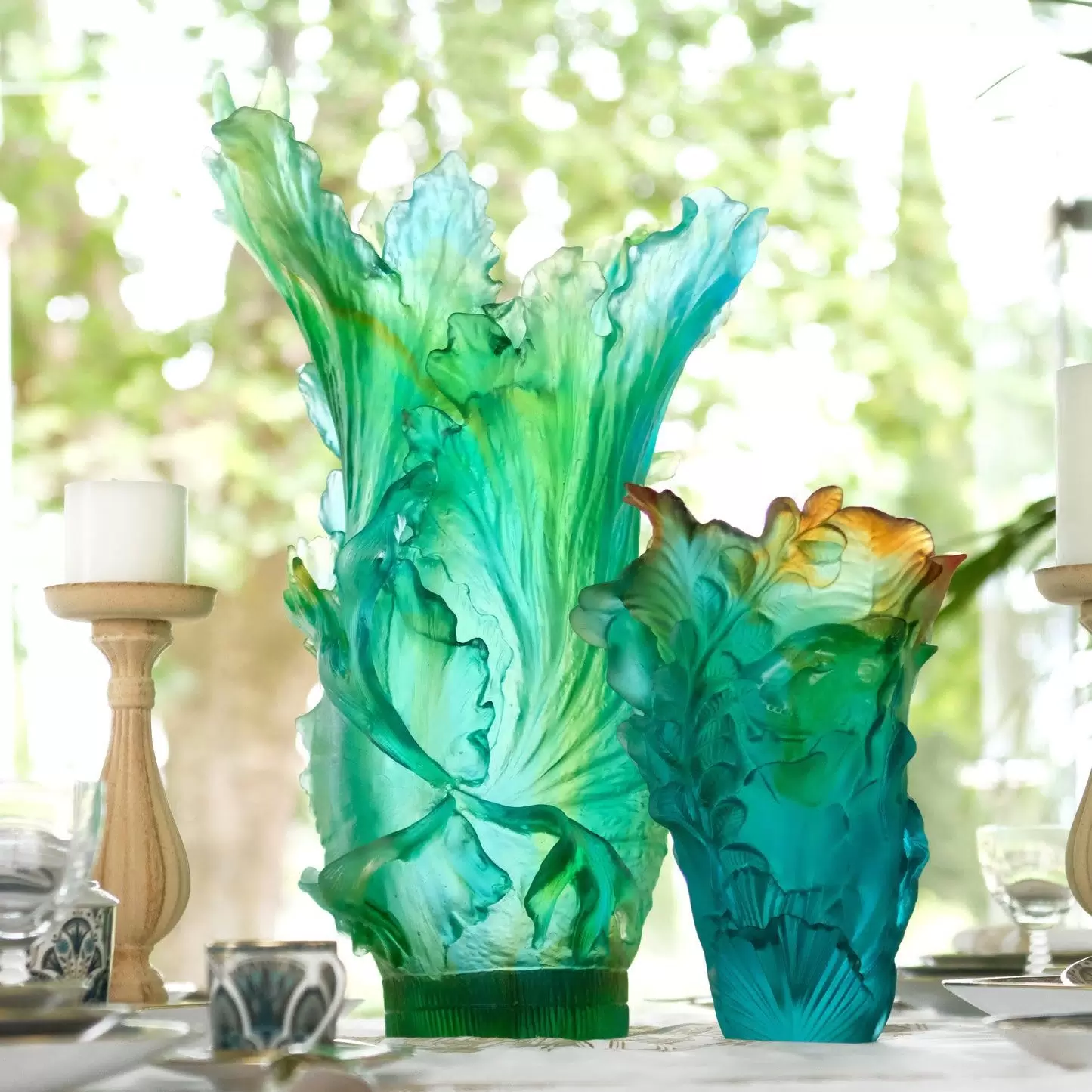 Хрустальная ваза "Tropical Voyage" 32 см, зеленая