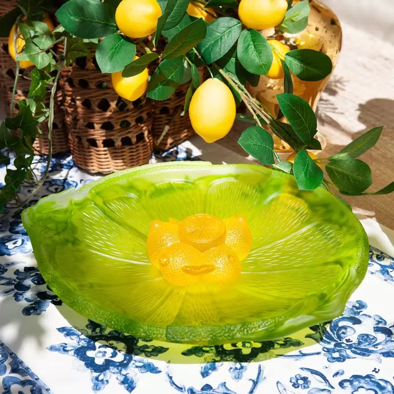 Хрустальная ваза для фруктов "Citrus" желтая