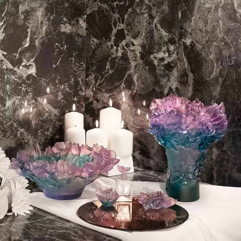 Хрустальная ваза для фруктов "Sweet Garden" сиреневая