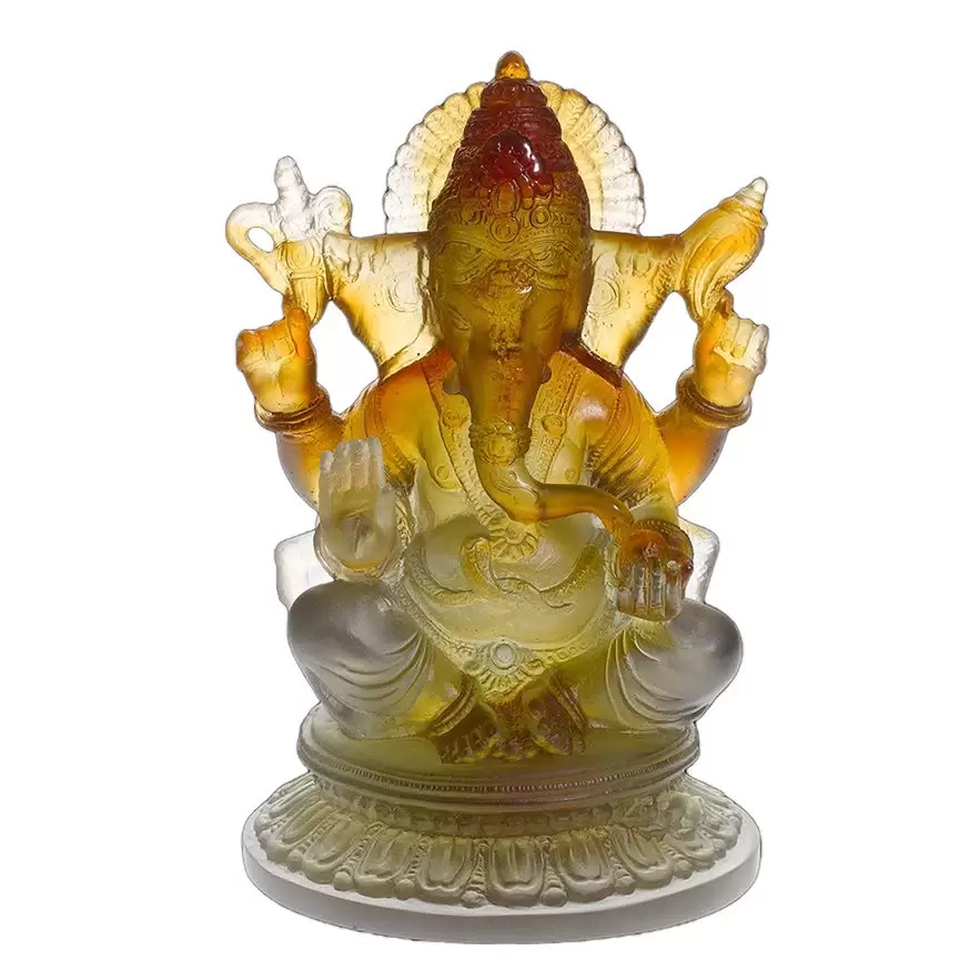 Хрустальная скульптура "Blessing Ganesh" янтарно-серая