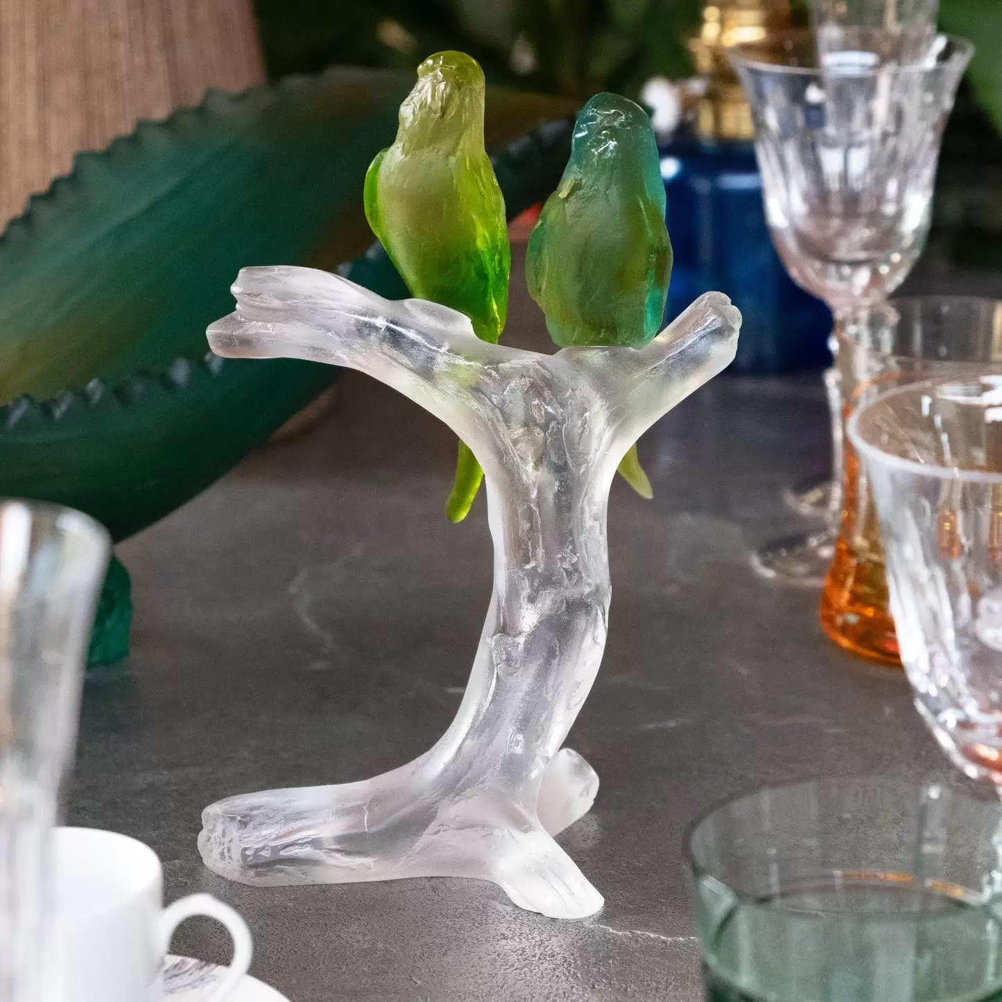 Хрустальная скульптура "Budgerians" зеленая
