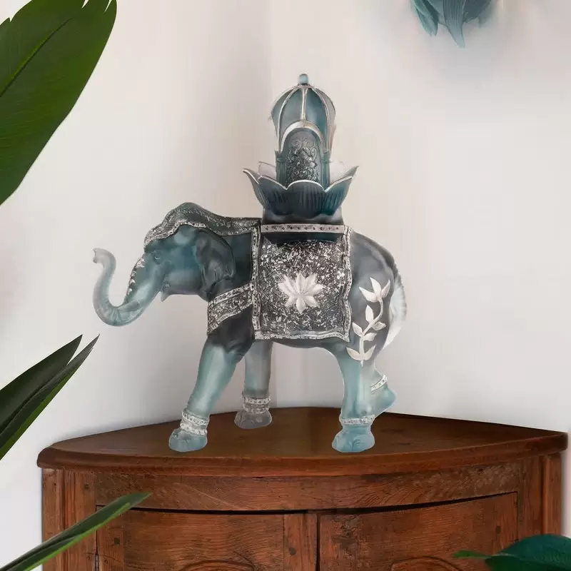 Хрустальная скульптура "Elephant Shalmara" голубая