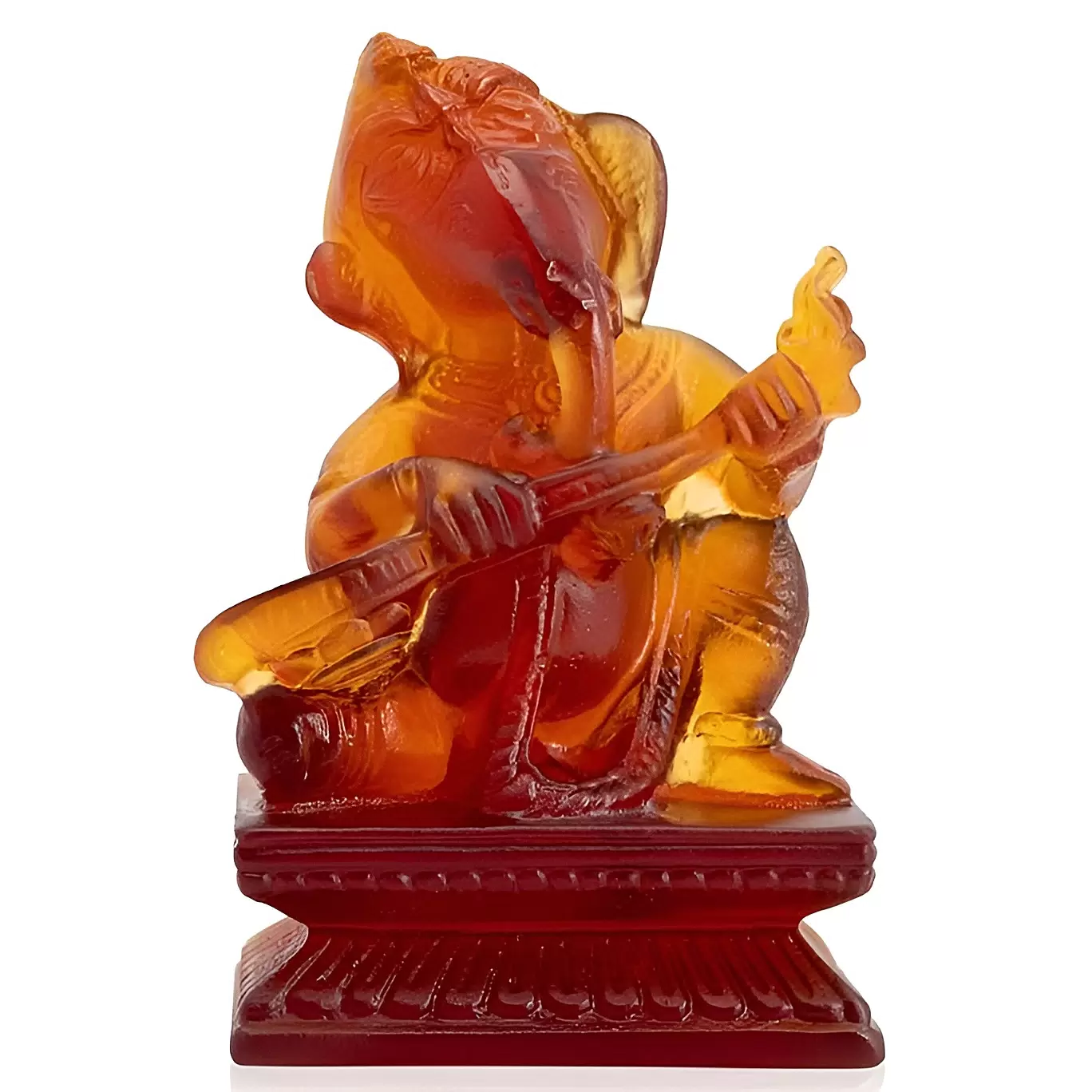 Хрустальная скульптура "Ganesh musician Veena" оранжевая