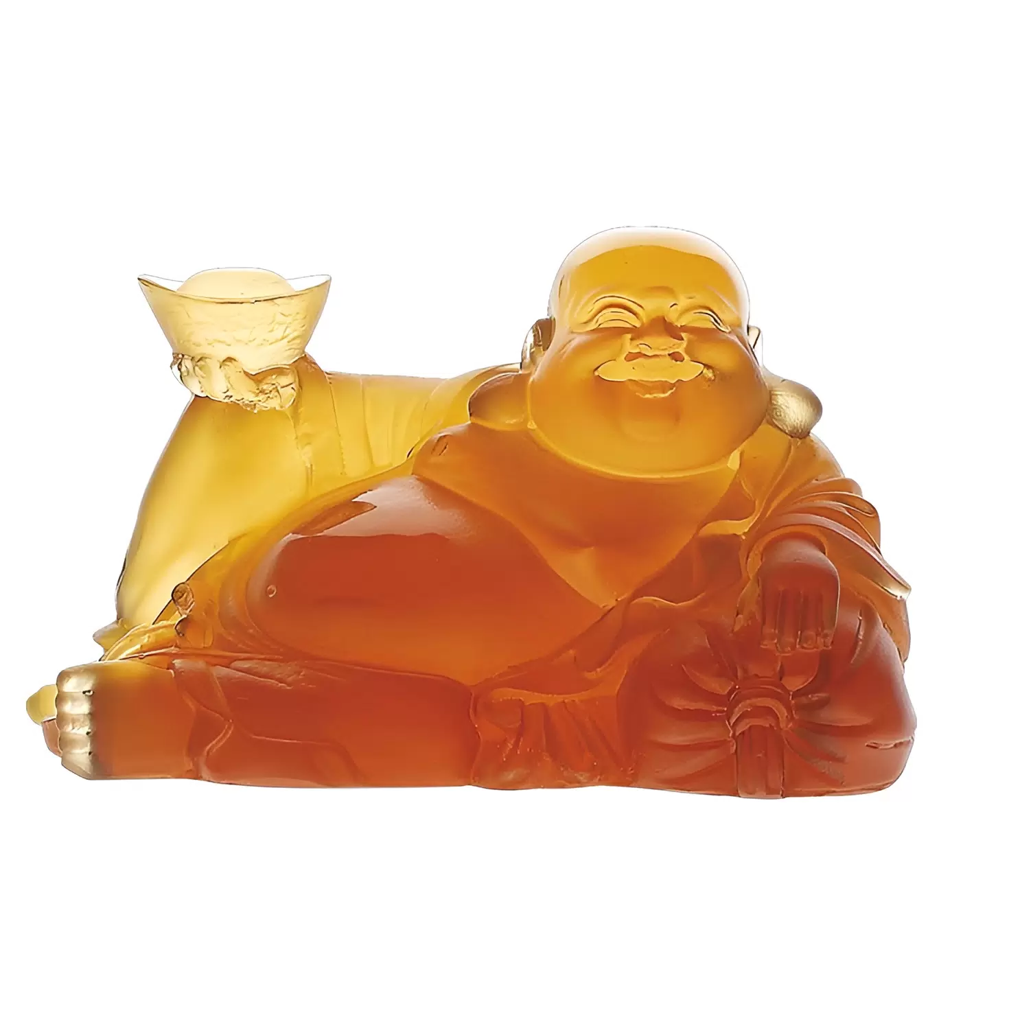 Хрустальная скульптура "Happy Bouddha" оранжевая