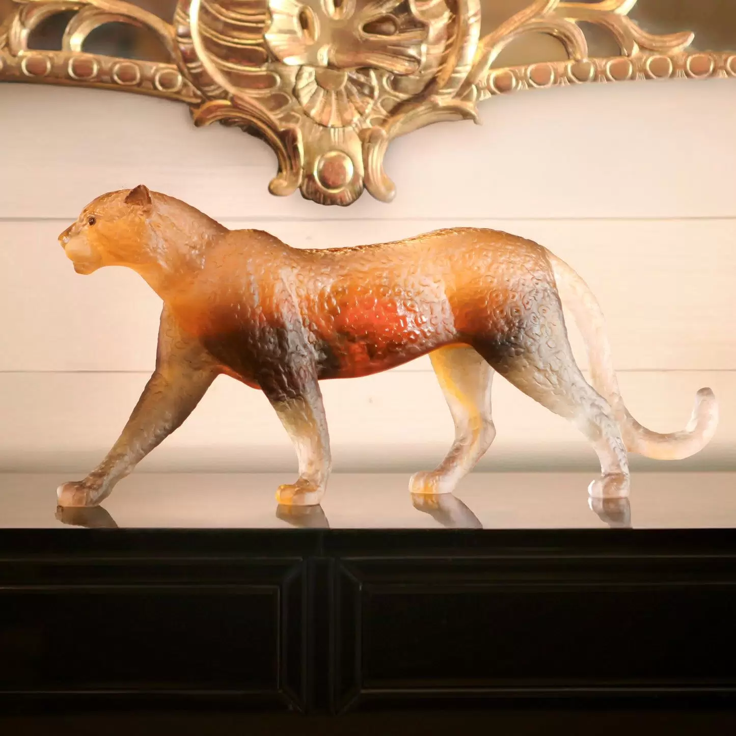 Хрустальная скульптура "Jaipur Panther" оранжевая
