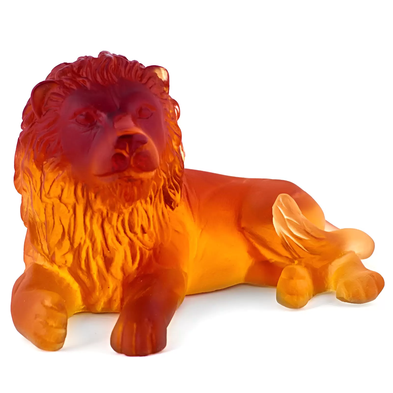 Хрустальная скульптура "Lion" оранжевая