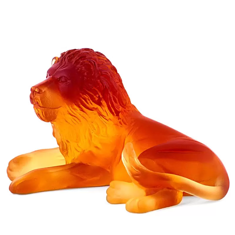 Хрустальная скульптура "Lion" оранжевая