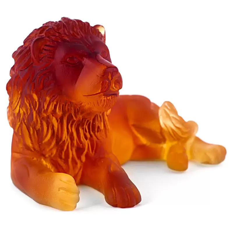 Хрустальная скульптура "Lion" оранжевая