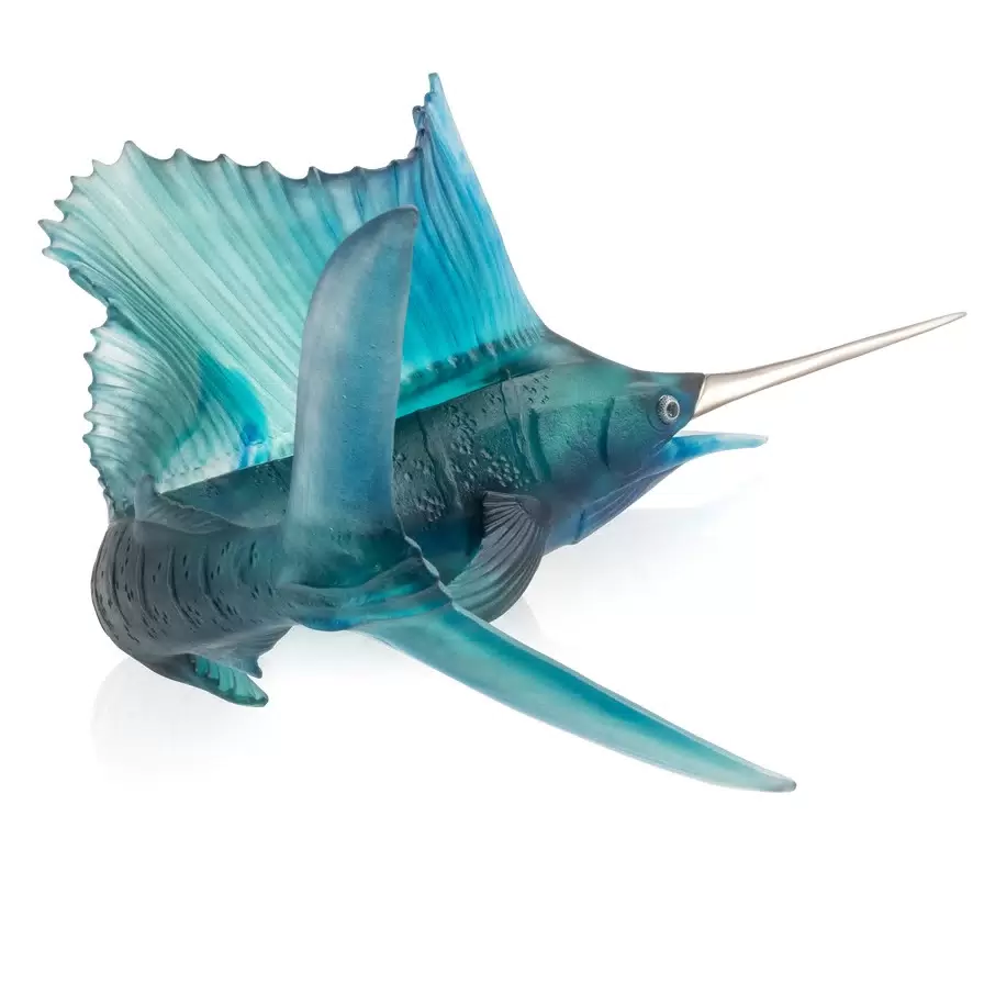 Хрустальная скульптура "Sailfish" голубая