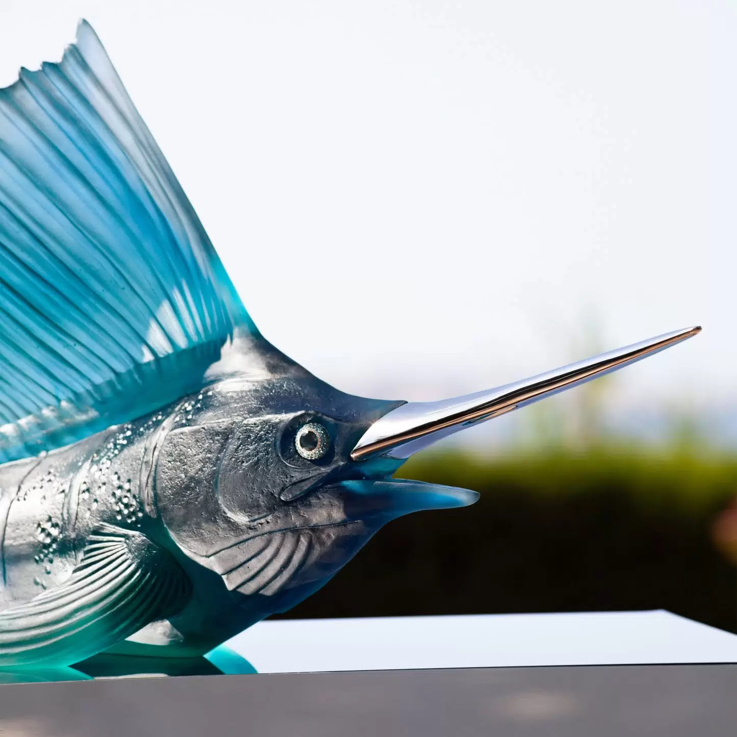Хрустальная скульптура "Sailfish" голубая