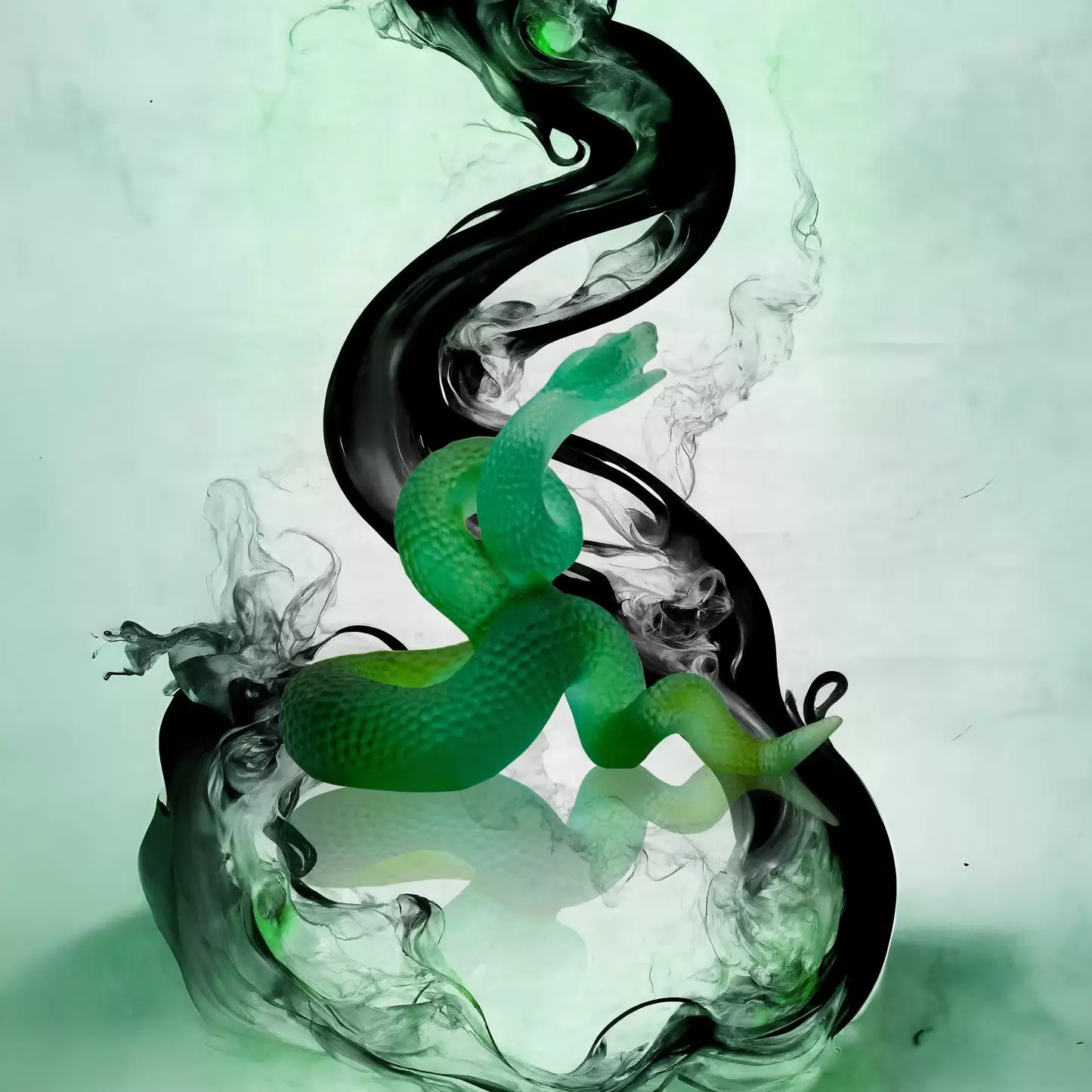 Хрустальная скульптура "Snake" зеленая