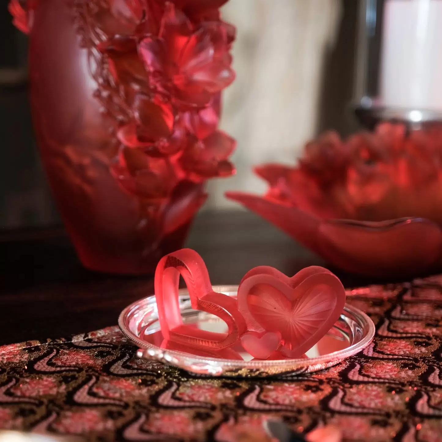 Хрустальная скульптура "Valentine Heart" красная