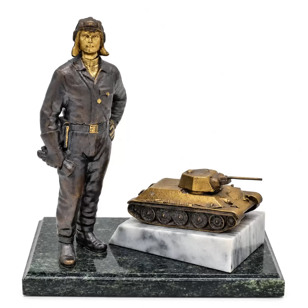 Сувенир из бронзы "Броня Победы" (Танкист, танк T-34)
